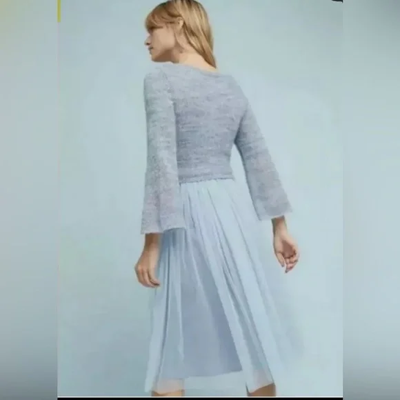 Anthropologie Maeve Sweater Tulle Pale Blue Midi Dress Womens Extra Large - Picture 2 of 13